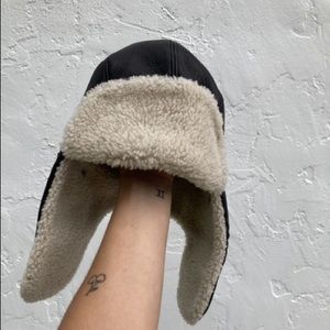 UGG Shearling-Trim Leather Trapper Hat